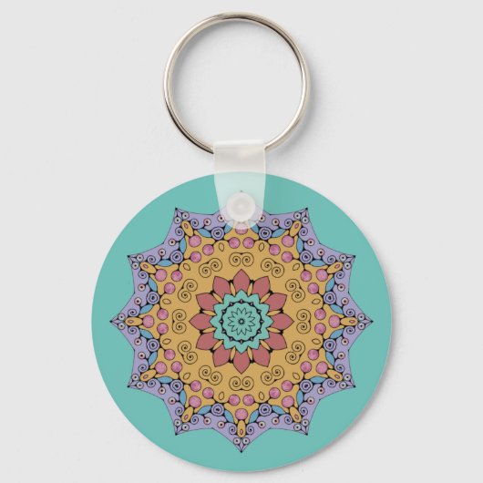 Handschilderend Mandala Klock Face 1 Sleutelhanger (Voorkant)