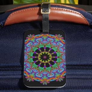 Handschilderend Mandala Klock Face 24 Bagagelabel