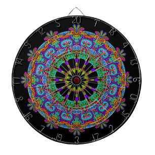 Handschilderend Mandala Klock Face 24 Dartbord