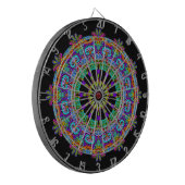 Handschilderend Mandala Klock Face 24 Dartbord (Voorkant Links)