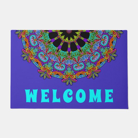 Handschilderend Mandala Klock Face 24 Deurmat (Voorkant)