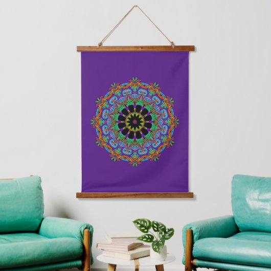 Handschilderend Mandala Klock Face 24 Hangend Wandkleed (Woonkamer)