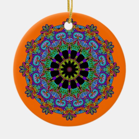 Handschilderend Mandala Klock Face 24 Keramisch Ornament (Voorkant)
