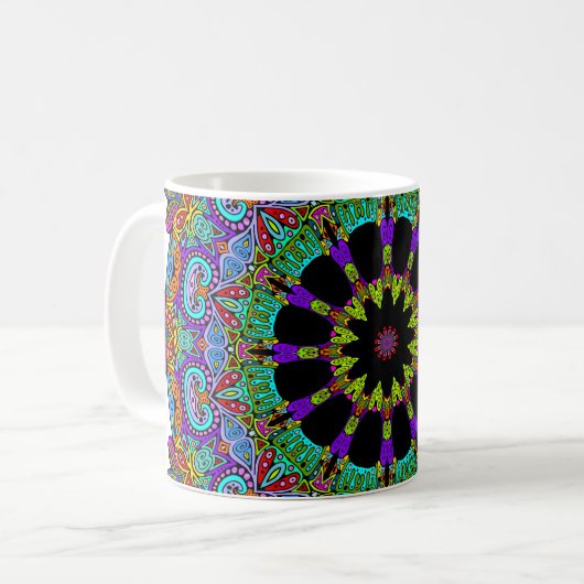 Handschilderend Mandala Klock Face 24 Koffiemok (Voorkant links)