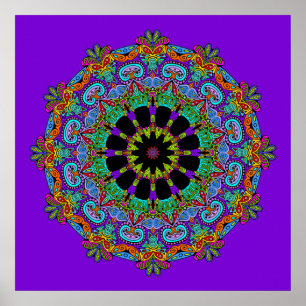 Handschilderend Mandala Klock Face 24 Poster