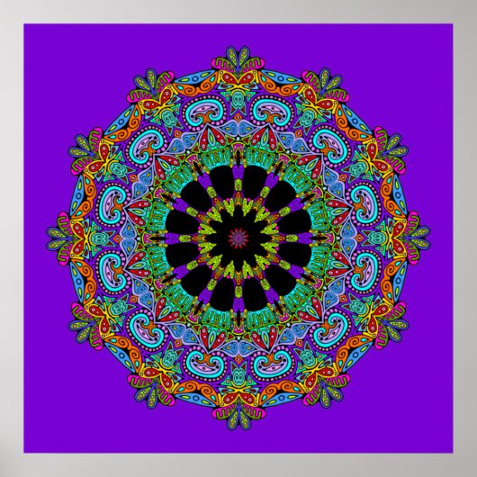 Handschilderend Mandala Klock Face 24 Poster (Voorkant)