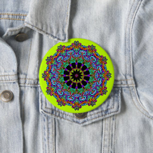 Handschilderend Mandala Klock Face 24 Ronde Button 4,0 Cm
