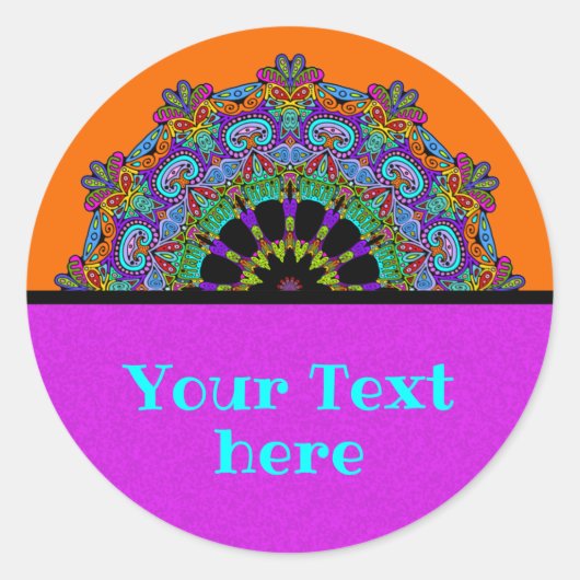 Handschilderend Mandala Klock Face 24 Ronde Sticker (Voorkant)