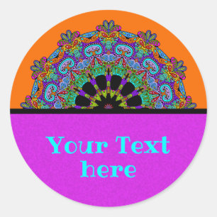 Handschilderend Mandala Klock Face 24 Ronde Sticker