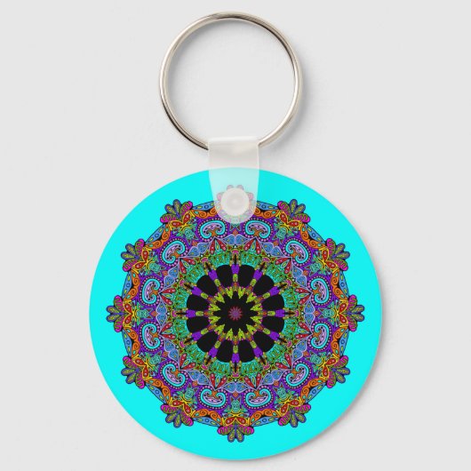 Handschilderend Mandala Klock Face 24 Sleutelhanger (Voorkant)