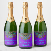 Handschilderend Mandala Klock Face 24 Sparkling Wijnetiket (Flessen)