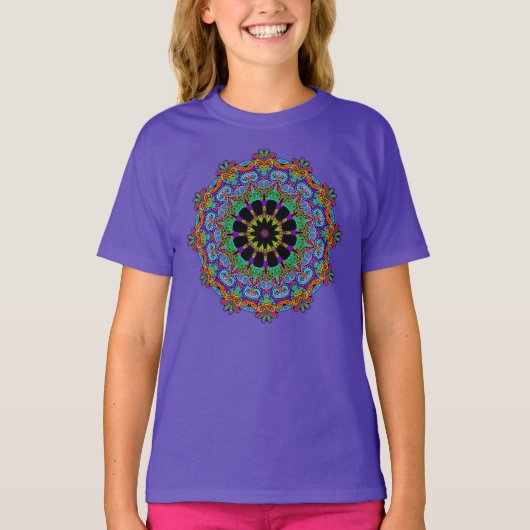 Handschilderend Mandala Klock Face 24 T-shirt (Voorkant)