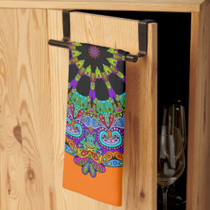 Handschilderend Mandala Klock Face 24 Theedoek