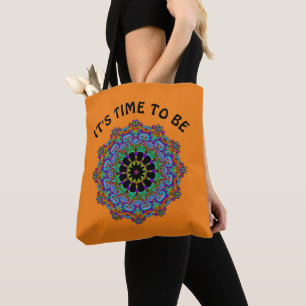 Handschilderend Mandala Klock Face 24 Tote Bag