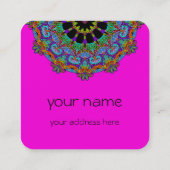 Handschilderend Mandala Klock Face 24 Vierkante Visitekaartje (Achterkant)