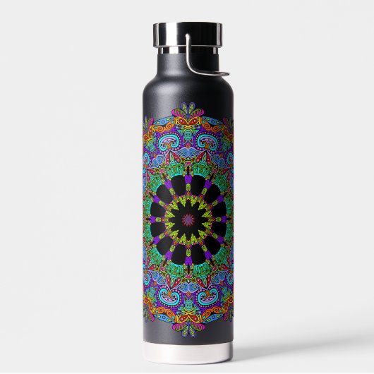 Handschilderend Mandala Klock Face 24 Waterfles (Links)