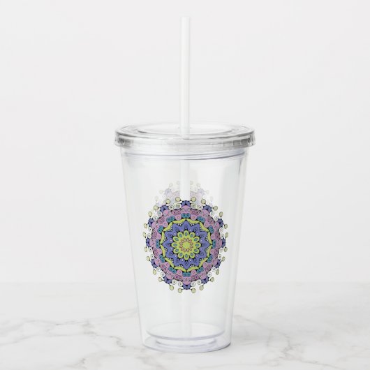 Handschilderend Mandala Klock Face 2 Acryl Drinkbeker (Voorkant)