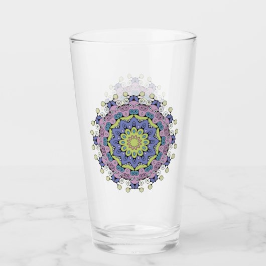 Handschilderend Mandala Klock Face 2 Glas (Voorkant)
