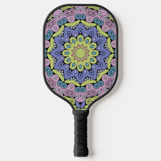 Handschilderend Mandala Klock Face 2 Pickleball Paddle (Voorkant)