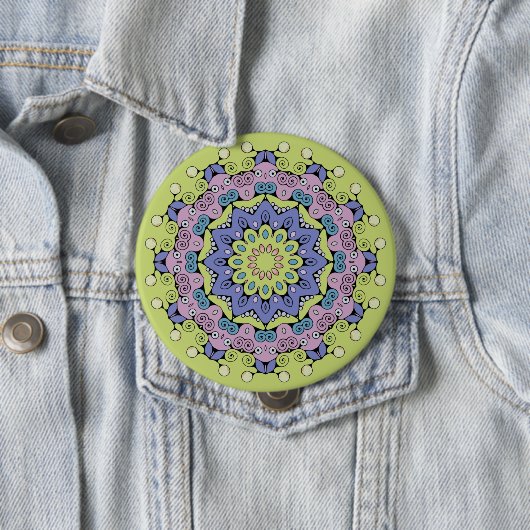 Handschilderend Mandala Klock Face 2 Ronde Button 4,0 Cm (In situ)