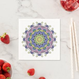 Handschilderend Mandala Klock Face 2 Servet