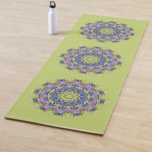 Handschilderend Mandala Klock Face 2 Yogamat (In situ)