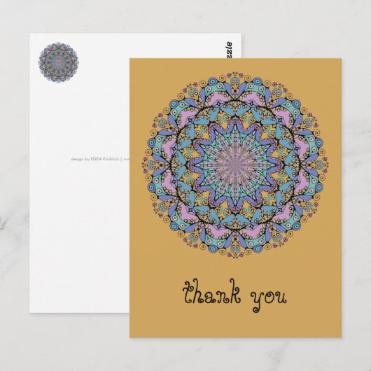Handschilderend Mandala Klock Face 3 Briefkaart (Voorkant / Achterkant)