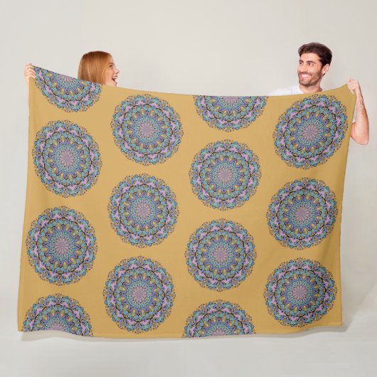 Handschilderend Mandala Klock Face 3 Fleece Deken (In situ)