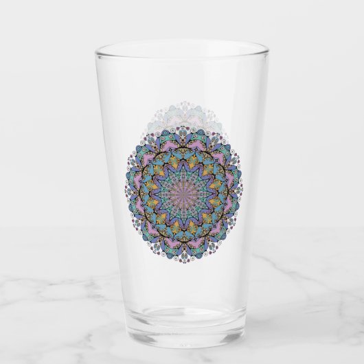 Handschilderend Mandala Klock Face 3 Glas (Voorkant)