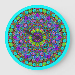 Handschilderend Mandala Klock Face 4 Grote Klok