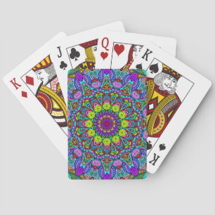 Handschilderend Mandala Klock Face 4 Pokerkaarten