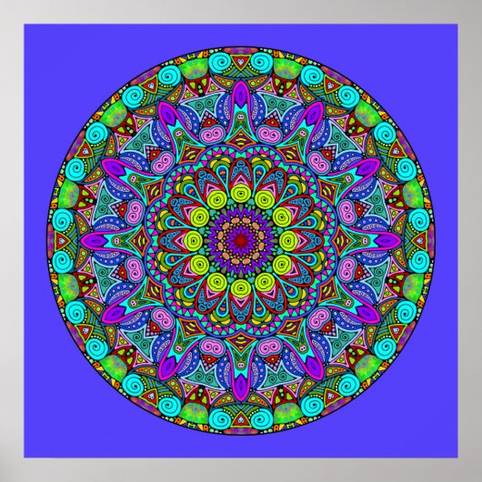 Handschilderend Mandala Klock Face 4 Poster (Voorkant)