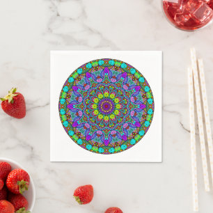 Handschilderend Mandala Klock Face 4 Servet