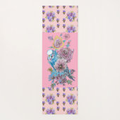 Handschilderig roze blauwe boedgie floral Yoga Mat (Achterkant)