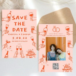 Handschilderij Funky Retro Hedendaags Save The Date