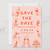 Handschilderij Funky Retro Hedendaags Save The Date (Voorkant)