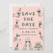 Handschilderij Funky Retro Hedendaags Save The Date (Voorkant)