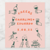 Handschilderij Funky Retro Hedendaags Wijn Etiket (Enkel label)