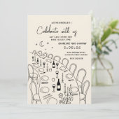 Handschilderij Retro Hedendaags Verloving Kaart (Staand voorkant)