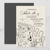 Handschilderij Retro Hedendaags Verloving Kaart (Voorkant / Achterkant)