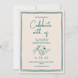 Handschilderij Retro Hedendaags Verloving Kaart