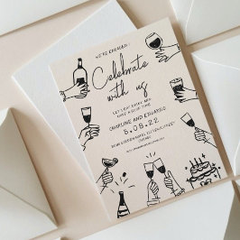 Handschilderij Retro Hedendaags Verloving Kaart