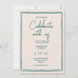 Handschilderij Retro Hedendaags Verloving Kaart