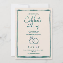 Handschilderij Retro Hedendaags Verloving Kaart