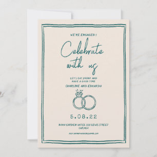 Handschilderij Retro Hedendaags Verloving Kaart