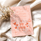 Handschilderij Retro Hedendaagse Kunst Bruiloft Informatiekaartje