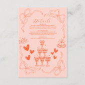 Handschilderij Retro Hedendaagse Kunst Bruiloft Informatiekaartje (Voorkant)