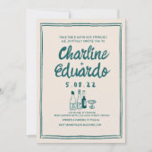 Handschilderij Retro Hedendaagse Kunst Bruiloft Kaart (Voorkant)