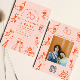 Handschilderij Retro Hedendaagse Kunst Bruiloft Kaart