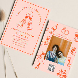 Handschilderij Retro Hedendaagse Kunst Bruiloft Kaart